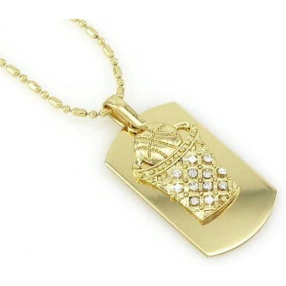 BasketBall Hoop Gold Tone Dog Tag Necklace-With Free Chain
