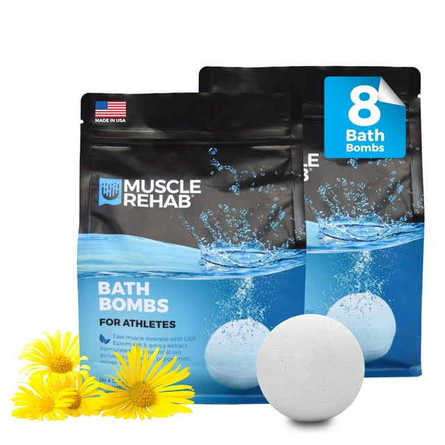 Bombas de baño de sal de Epsom de magnesio para rehabilitación muscular, remojo muscular de rápida absorción para recuperación post-entrenamiento, bombas de baño para dolores musculares y dolor, bomba