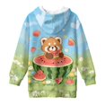 thumbnail image 5 of Psesaysky Red Panda Watermelon Print Girls Los Angeles Oversized Sweatshirts with Kangaroo Pocket Long Sleeve Hoodie Dress Casual Loose Pullover Tops for 9-10 Years, 5 of 7