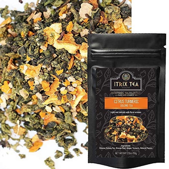Itrix Tea Chinese Citrus Turmeric Oolong Loose Leaf Tea, 1 lb Bag (16 oz), Anti-Inflammatory & Metabolism Support, Energy Booster, Orange & Ginger Flavor - 16 oz