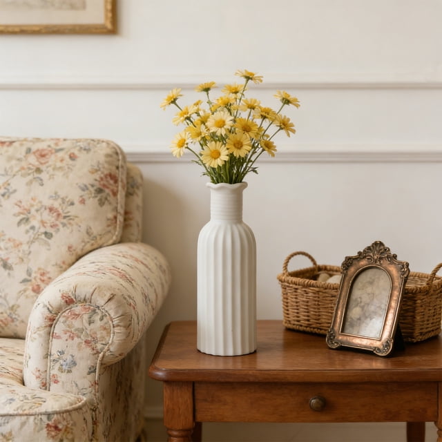 Jarrón de cerámica para flores, jarrón decorativo moderno blanco para el hogar, centros de mesa para interiores, arreglo floral para interiores