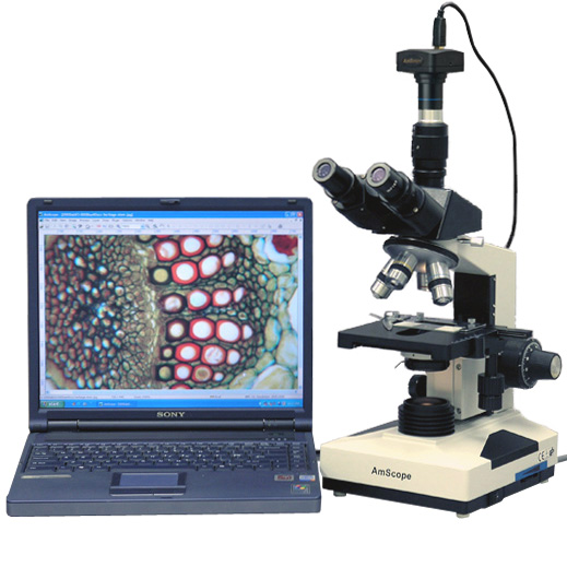 AmScope 40X-1600X Lab Clinic Vet Trinocular Microscope with .3MP USB
