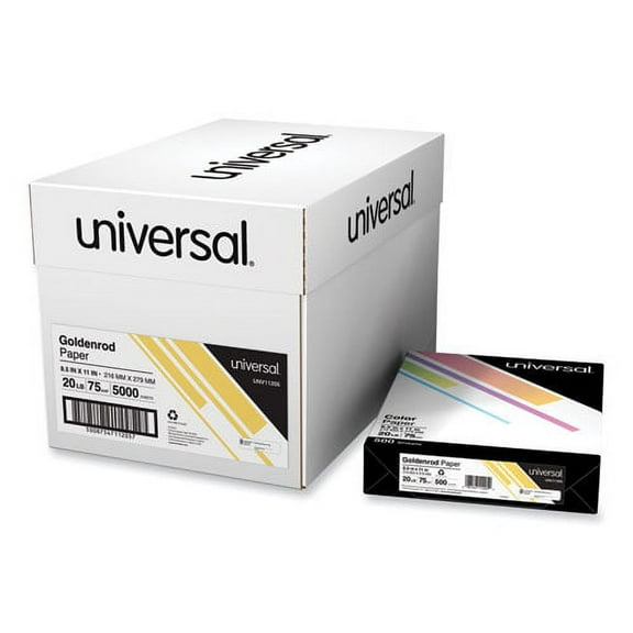 1PC Universal Deluxe Colored Paper, 20 lb Bond Weight, 8.5 x 11, Goldenrod, 500/Ream