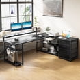 thumbnail image 3 of 61" L-Shaped Gaming Desk with LED Lights, Power Outlets, Adjustable Monitor Stand, Drawers & Corner Storage, Computer Desk for Office, Study, Gaming – Black, 3 of 7