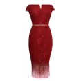thumbnail image 4 of Vestido de encaje con hombros descubiertos para mujer Vestido de noche ahuecado Vestidos de fiesta Abanopi borgoña/Extragrande, 4 of 6