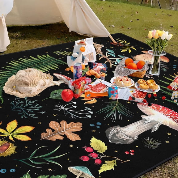 Mushroom Picnic Blanket Waterproof Foldable Extra Large Picnic Mat Beach Blanket 60"x80" for Camping Beach Hiking Patio Party Outdoor Decor Gifts