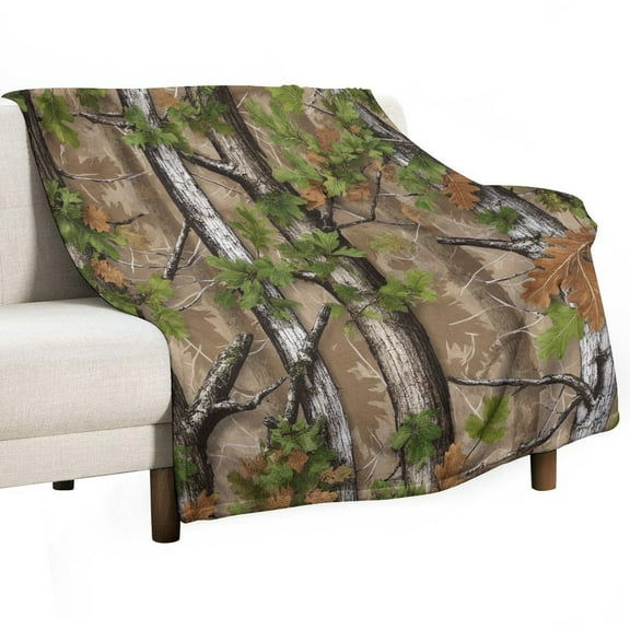 Oak Camo Pattern Throw Blanket for Women, Men - Super Soft Plush Blanket Throw Fleece Blanket Animal Blanket