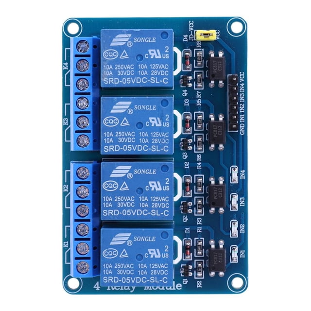 Módulo de relé Placa de expansión de 4 canales AVR 51 PIC 4 vías para Arduino (12V)