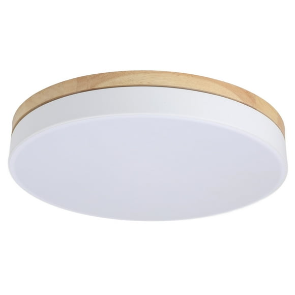 Flush Mount Ceiling Light Fixture, 2700K -6000K Stepless Dimmable Wooden LED Ceiling Light, Ultra Slim Modern Round LED Lighting Fixture for Bedroom Kitchen Bathroom Hallway