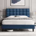 thumbnail image 7 of Renwick Upholstered Platform Bed with Square Tufted Headboard for Adult, Queen, Navy Blue, 7 of 7