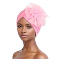thumbnail image 4 of ZDNIXIAN Stretchy Ruched Turban Head Wrap with Large Organza Flower Ornament Color Elegant Hair Cover Lightweight Fashion Headscarf for Party Daily Occasions, 4 of 4