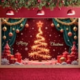 thumbnail image 3 of Red Background Christmas Banner Gold Decorations Merry Christmas Banner Lighted Star Snowflake Pattern Holiday Banner for Christmas Party Indoor Decoration Photo Background, 3 of 9