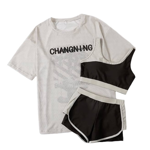 Women 2 Piece Swimsuit with Boyshorts & Short Sleeve Beach Cover Up Shirt
