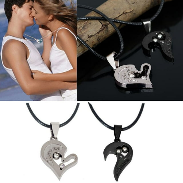 Fashionable Steel Heart Couples Chain Necklaces - Stainless Paired Pendants for Meaningful Connections