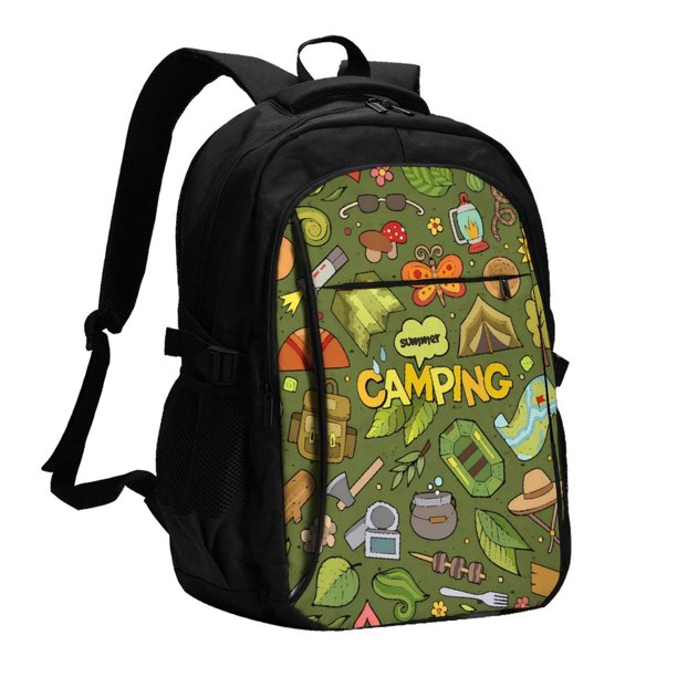 Balery Camping 1 Mochila con carga USB para hombre y mujer - Mochila impermeable y antirrobo para portátil con puerto USB para viajes, trabajo, estudios y universidad