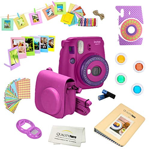 oorlog Woordvoerder Ruwe olie Fujifilm Mini 9 (Purple) Deluxe kit bundle Includes -Instant camera -  Custom Camera Case - Album - Frames -Wall Hang Frames- Stickers - Close up  lens + MORE … - Walmart.com