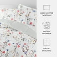 thumbnail image 4 of Noble Linens Down Alternative Meadow Floral Stripe Pink Reversible Comforter Set, 4 of 8