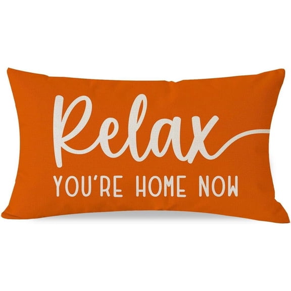 Decorative Throw Pillow Covers 12x20 Inch Relax Home Orange Outdoor Farmhouse Fall Lumbar Pillow Decorative Throw Pillows Cases Cushion Covers Decorations for Porch Room Couch Sofa Decor