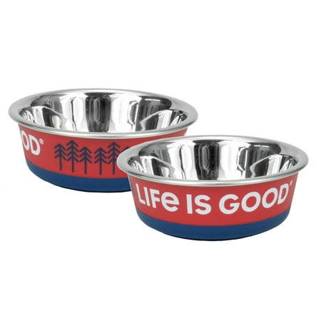 Life is Good® Stainless Pet Bowl  Red  28 oz/2 Pack 