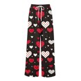 thumbnail image 3 of LWavelet Soft Fabric Heart Print Wide Leg Pants Women Valentine's Day Casual Wear Red XXL, 3 of 6