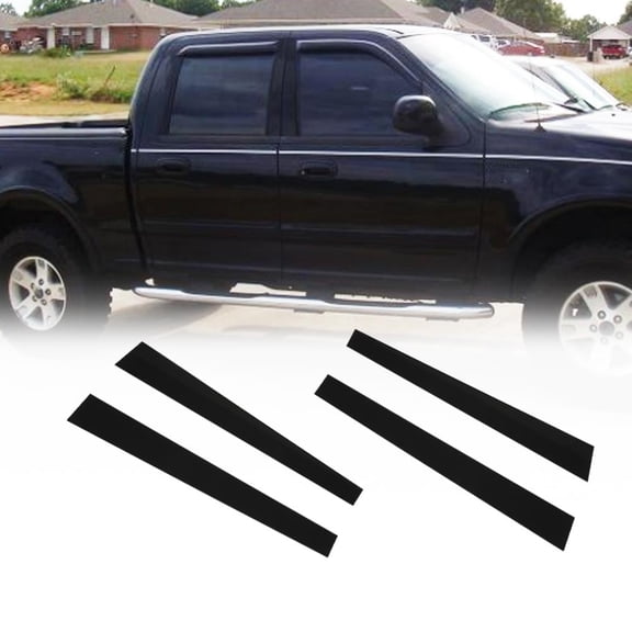 4pcs Black Front Post Door Pillar Trim Fit for 1997-2003 Ford F150 (Supercrew/Crew/Harley)