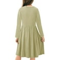 thumbnail image 7 of Annhoo Dresses for Girls Kids Solid Color Long Sleeve Casual Pleated Clothes Trendy Crew Neck Fall Winter Outdoor Dress 4-14Y, 7 of 7