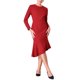 thumbnail image 2 of Vestido formal de cola de pez de manga larga y cuello redondo para mujer Inspire Chic con cinturón en color rojo vino, 2 of 5