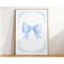 Blue Bow Print, Vintage Bow Wall Decor, Preppy Aesthetic Wall Art, Blue Teen Room Decor, College Apartment Decor, Nursery Wall Art Wall Art, Modern Wall Decor, 8x12 UNFRAMED