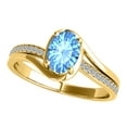 thumbnail image 3 of AoneJewelry 10K 1.40 Carat Oval Shape Blue-Topaz and Diamond Ring In Rose, White & Yellow Gold, 3 of 5