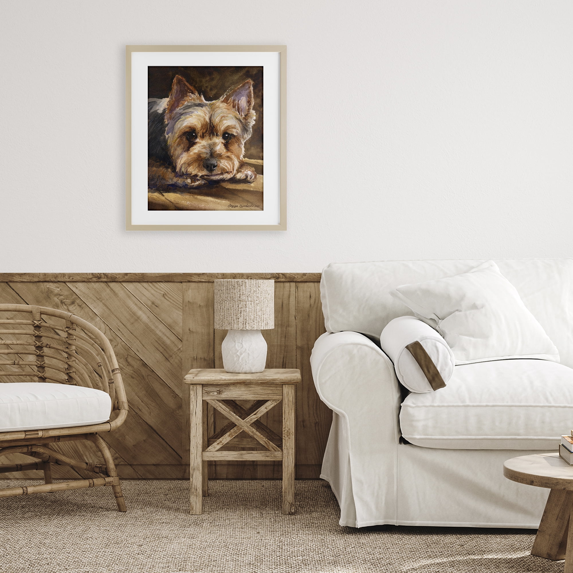 Stupell Industries Yorkshire Terrier Portrait Birch Framed Print Under Glass, design by George Dyachenko