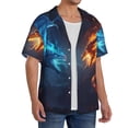 thumbnail image 2 of Sikiie Red And Blue Fire Dragon C Men's Wrinkle Free Untucked Cuban Shirt Business Casual Button Down Shirts Short Sleeve Shirt4X-Large, 2 of 5