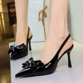 thumbnail image 2 of Women's Stiletto High Heeled Bow Patent Leather 8CM Party Dress Wedding Shoes, 2 of 5