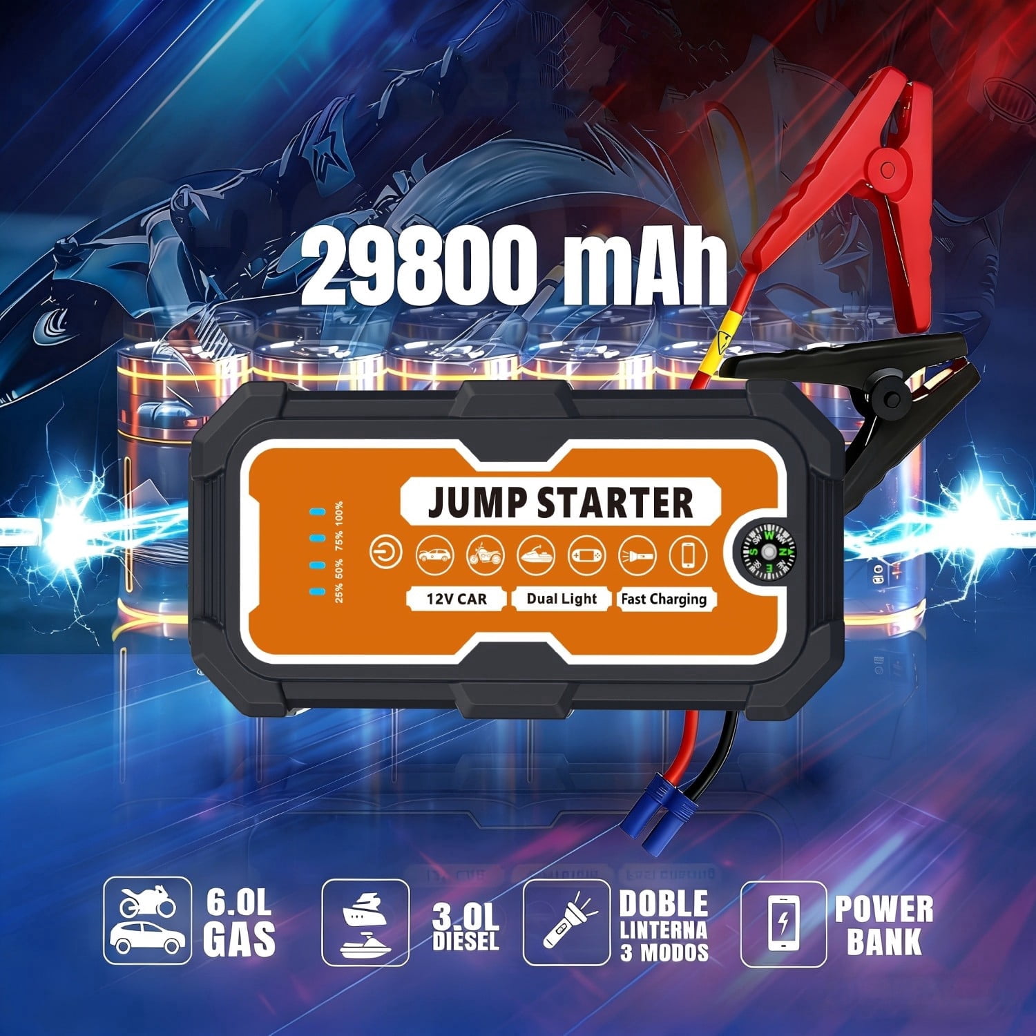 Car Battery Jump Starter, 5000A Peak Car Jumper Starter Battery Pack,Power Bank