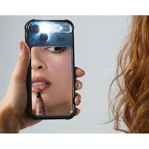ICU Designs, iPhone 14 Mirror Cell Phone Case with Light Diffuser, Clear