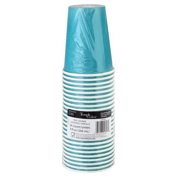 Paper Hot & Cold Cups 9oz 24/Pkg-Teal Lagoon