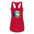 thumbnail image 2 of Wild Bobby, Colorful Neon Rainbow Biting Lips, Pop Culture, Women Racerback Tank Top, Red, X-Large, 2 of 3