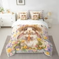thumbnail image 2 of Kawaii Bunny Comforter Set Twin 7 Piece,Butterfly Flowers Rabbit Bedding Set Rustic Farmhouse Home Decor,Cute Animal Print Bed in a Bag with Fitted Sheet,Flat Sheet,Pillowcases & Shams, 2 of 5