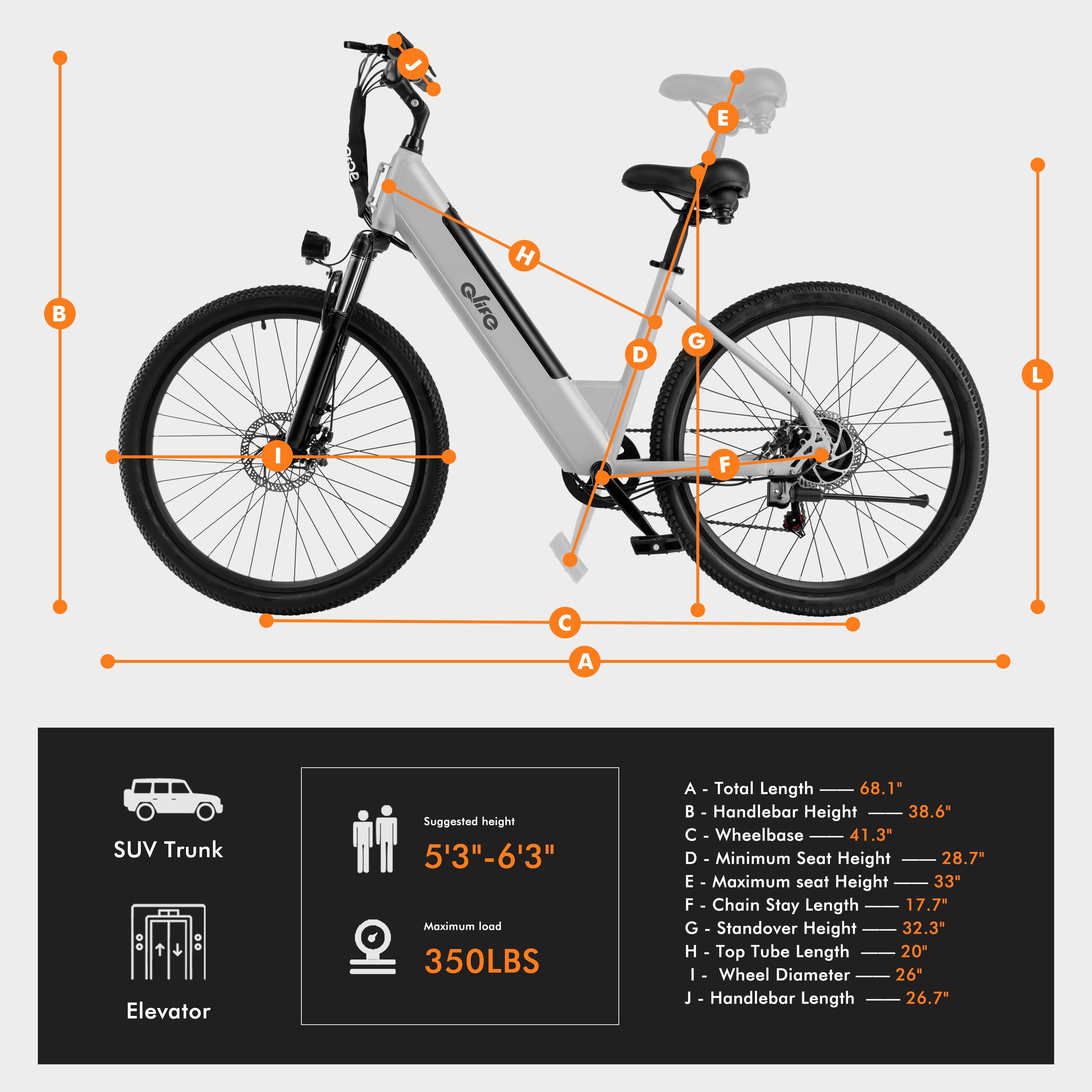 Electric Bike for Adults, Ebike Peak 750W Motor, 20MPH 36V Electric Mountain Bike with 7 Speed, electric bicycles,silver
