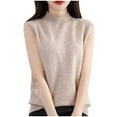 thumbnail image 2 of HOMBOM Cutout Tops for Women Trendy Khaki Sleeveless Crew Neck Solid Color Knitted Vest, 2 of 3