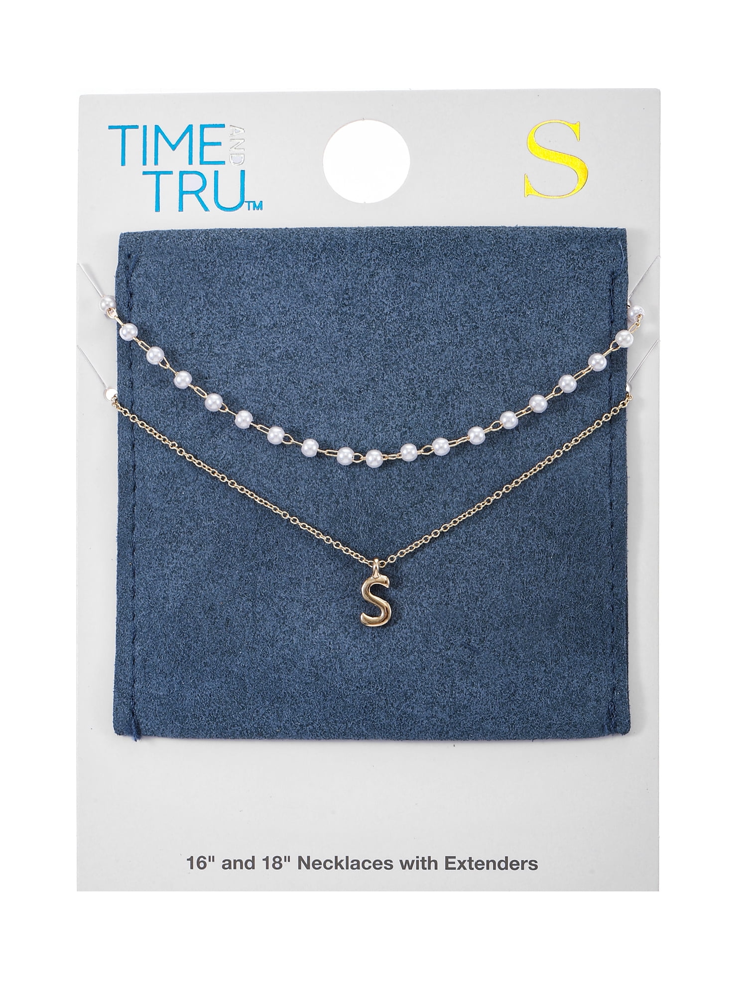 Time and Tru Goldtone Initial Letter Necklace Set, 2 Pieces, Letter S