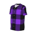thumbnail image 2 of Haiem Hip Hop Hipster Baseball Jersey Button Down Shirts Sports Uniforms Men Women Jersey(Purple Buffalo Plaid,Medium), 2 of 9