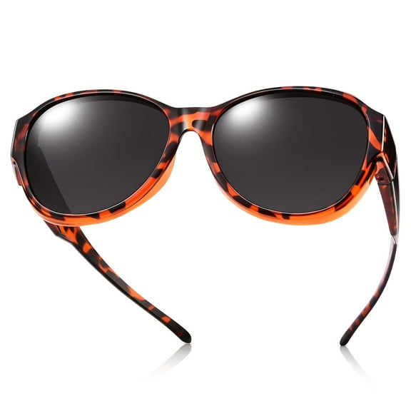 TINHAO Polarized Sunglasses Over Glasses, Wrap Around Cat Eye Sun Glasses Fit Go Over Shades for Driving