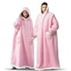 thumbnail image 3 of Manta de franela Sherpa larga para llevar puesta, cálida y de invierno, con mangas, sudadera con capucha, manta de televisión de gran tamaño, jersey, 3 of 6