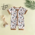 thumbnail image 2 of larppty Baby Boy Summer Outfit Newborn Mallard Duck Deer Romper Zipper Onesie Jumpsuit Overalls Camo Hunting Clothes（Brown， 6-12 Months）, 2 of 5