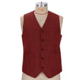 thumbnail image 4 of Pejock Men's Vintage Casual Vest with Belt Detail, Chest Pocket, Five Button Closure Lightweight Waistcoat for Layering, Tailored Fit, 4 of 7