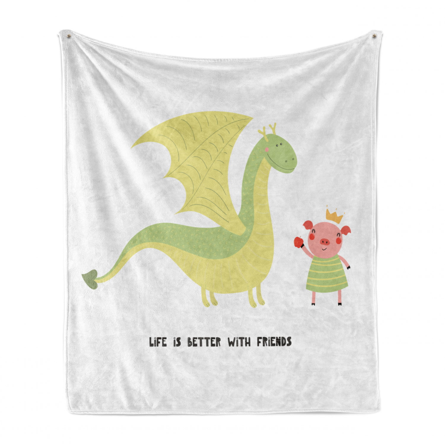 50 x 70 Pistachio Green Coral Flannel Fleece Accent Piece Soft Couch Cover for Adults Life is Better with Friends Calligraphy and a Pig Ambesonne Dragon Throw Blanket