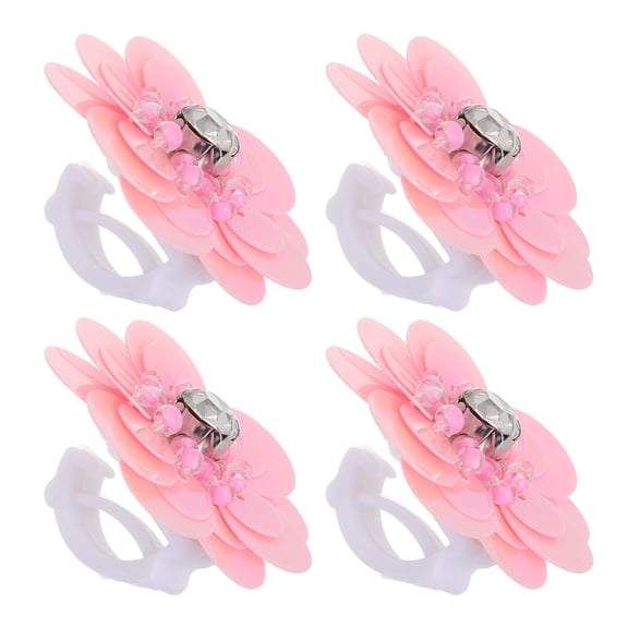 PTOOTP Rhinestone Pink Plastic Shoe Clips Beaded Flower Design for Shoes