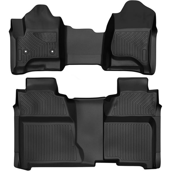 RVNI Front and Rear Floor Mats for2014-2018 Silverado/Sierra 1500 Crew Cab TPE All-Weather Set