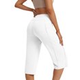 thumbnail image 5 of MLQIDK White Yoga Capri Pants for Women Yoga Capri Pants Elastic Waist Knee Length Ladies Leggings Dressy Casual Pedal Pushers with Pockets White L, 5 of 6