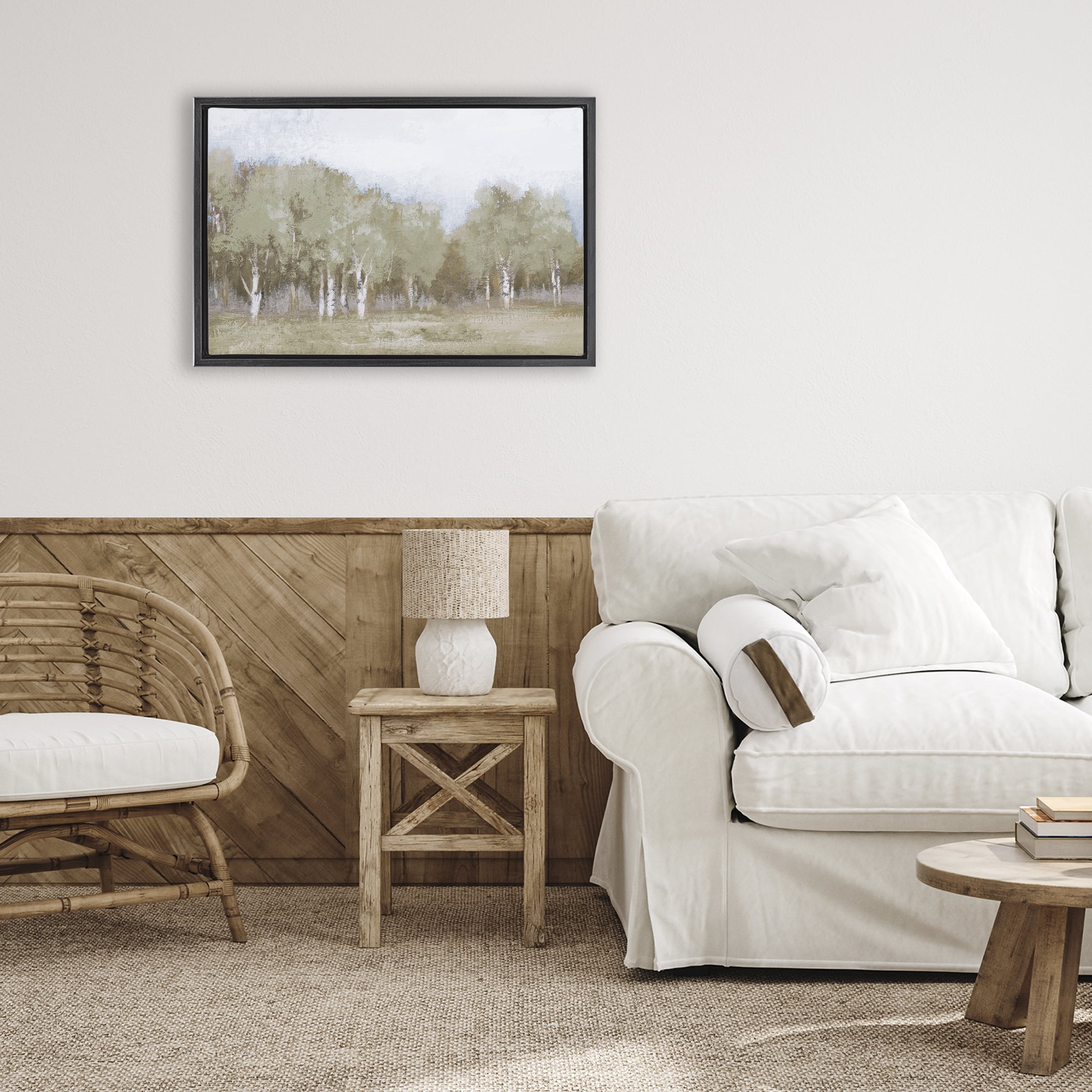 Stupell Industries Autumn Greens Tranquil Trees Black Framed Floater Canvas Wall Art, design by Michael Marcon